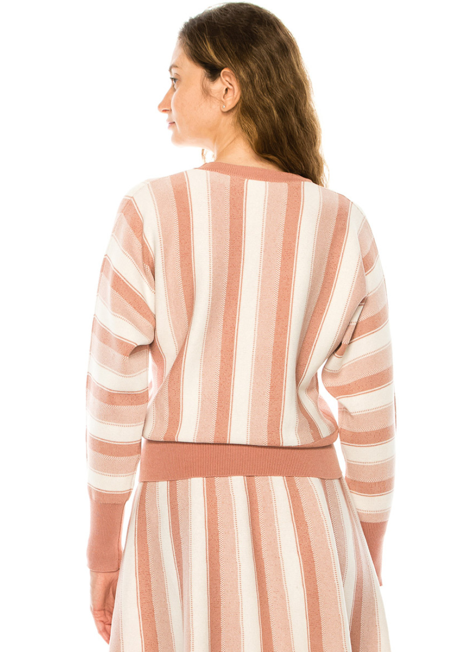 Kali Striped Sweater Top- Pink